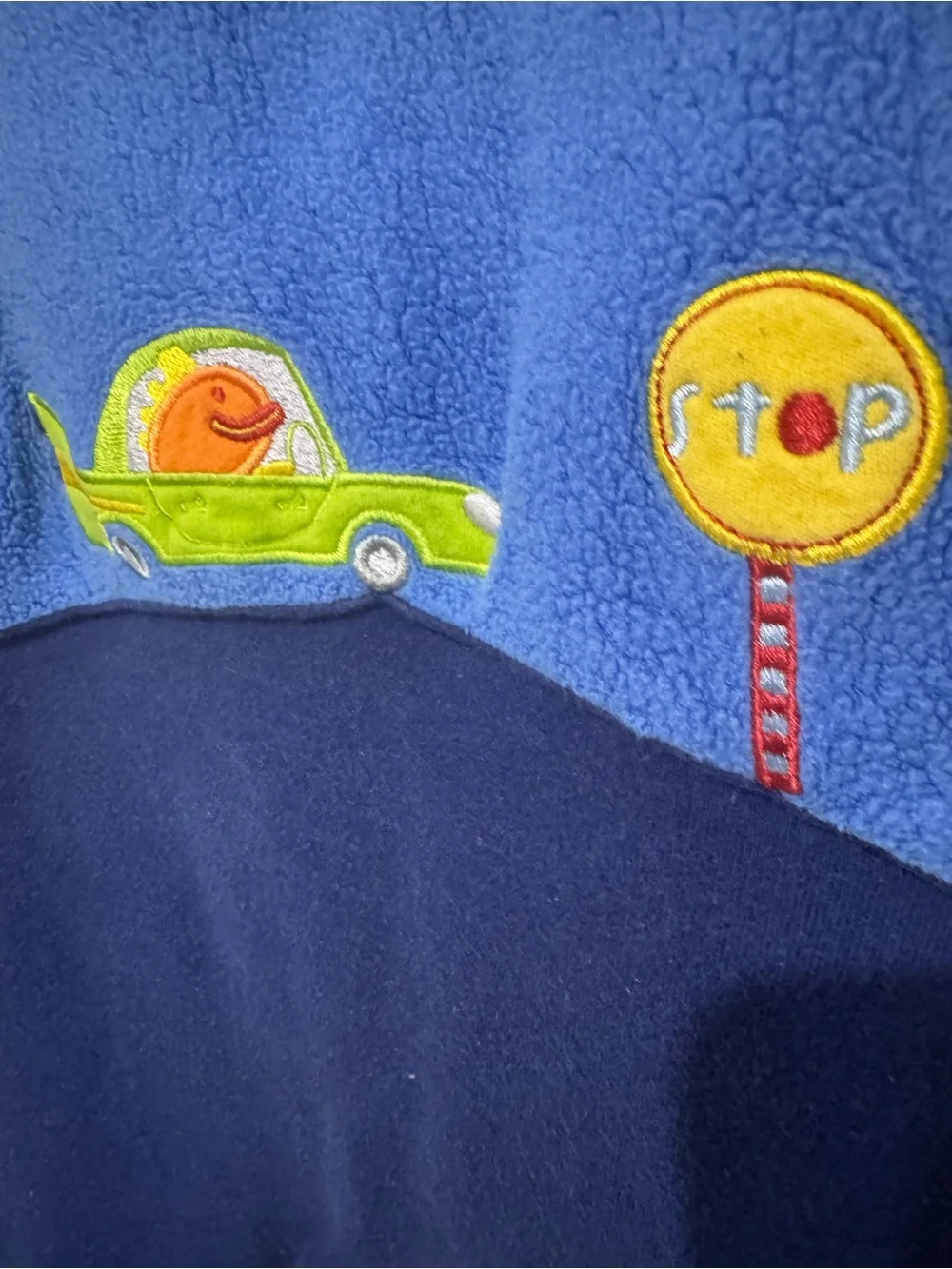 Vintage Le Top Blue and Navy Cars Appliqué Overalls